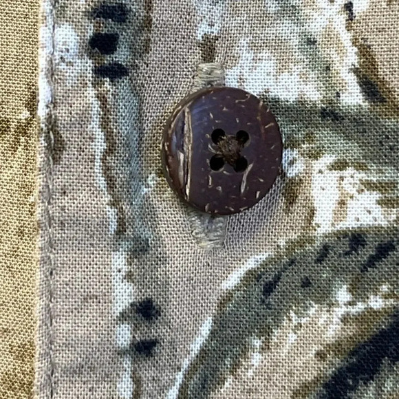 Magellan Sportswear Mens M Brown Hawaiian Tropical Palm Short Sleeves - Picture 7 of 12